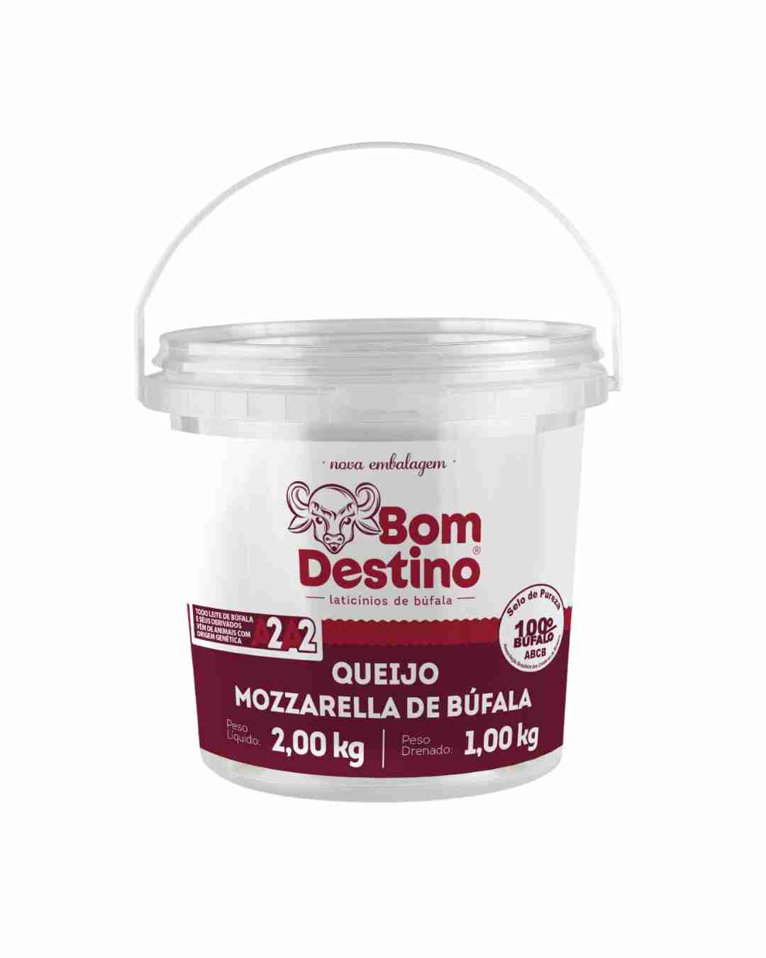 Mozzarella de Bufala Soro Cerejinha Bom Destino Balde 1kg